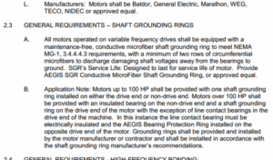 CSI Div 23 05 13 with shaft grounding best practices added