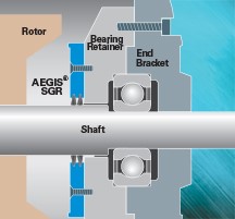 Schematic of internally installed AEGIS ring, bolted to the bearing retainer
