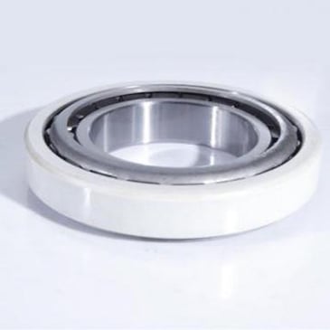 Insulated bearing, with white aluminum oxide coating on outer race.